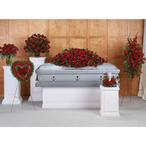 Red Roses Coffin Spray Set